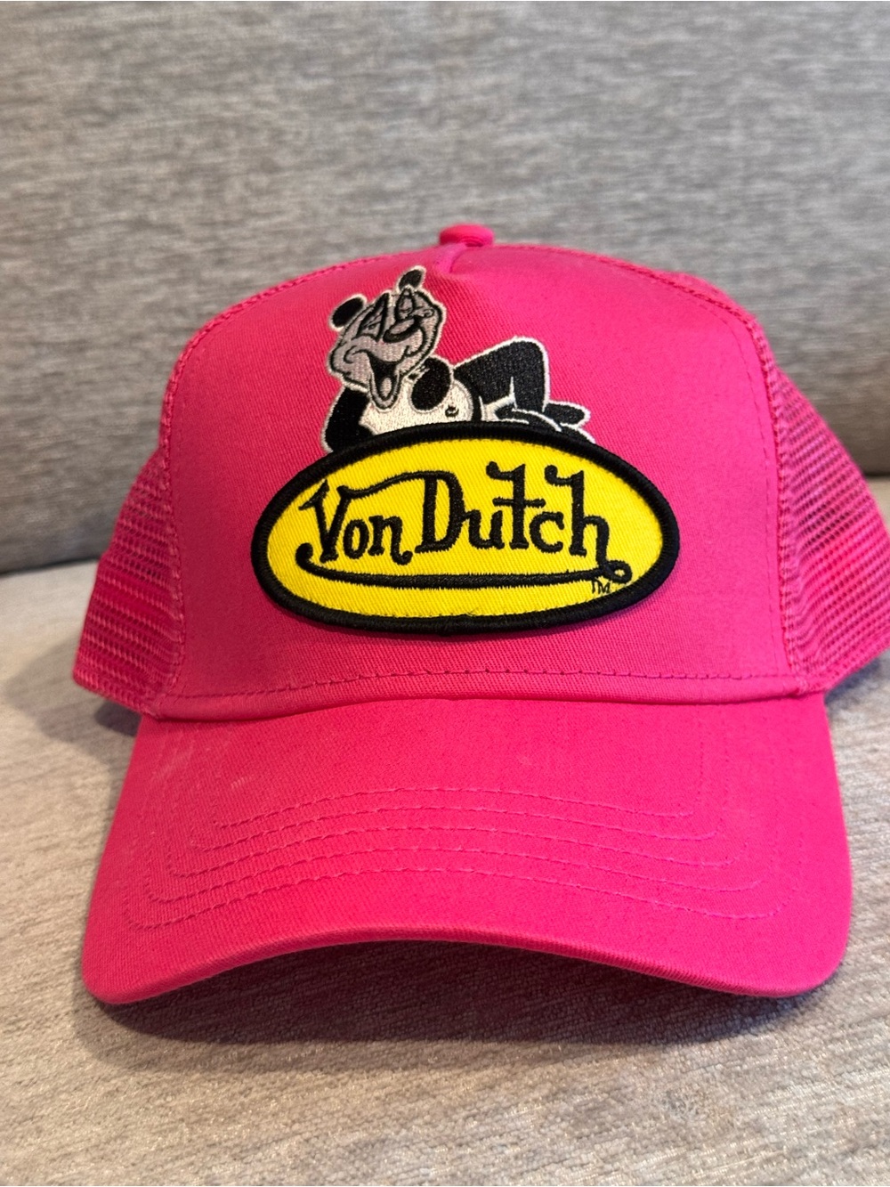 Von Dutch Hot Pink Trucker Hat with Yellow Patch Like New